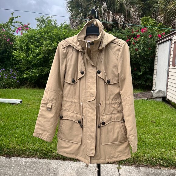 Laundry by Shelli Segal Tan Cotton Nylon Anorak Jacket Size S - Picture 1 of 9